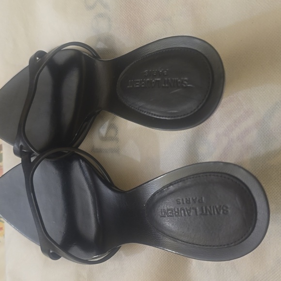 Yves Saint Laurent Black Strappy Heels - Picture 3 of 4